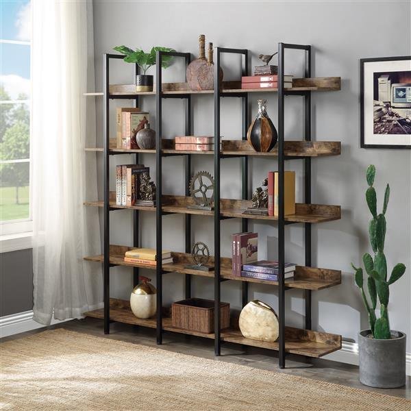industrial shelf 5段 ビンテージ ブラウンIPR80 5 Tier Vintage Industrial Style Shelf with Metal Frame