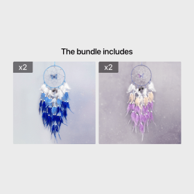 Fairy Butterfly Dream Catcher Life Tree Feather Wind Chime (Color: Blue*2+Purple*2)