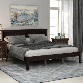 Platform Bed Frame with Headboard Queen (Color: Espresso)